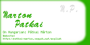 marton patkai business card