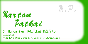 marton patkai business card